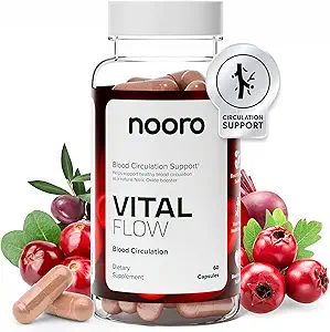 Nooro Vital Flow Advanced Blood Circulation Supplement with Nitric Physics Boost, Vitamin D3, Magnezyum, Probiyotik Mix, Veins Support Non-GMO and Gluten Free 60 Capsules
