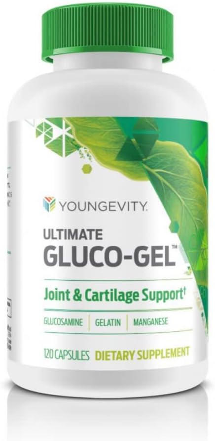 Youngevity Ultimate Gluco-Gel - Ortaklar için, Tendons, Bones & Cartilage | Contains Glucosamine, Gelatin & Manganese | 120 Capsules | 1 Şişe