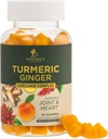 Turmeric Curcumin Supplement Gummies - Turmeric & Ginger, Black Pepper For Best Abors, Nature's Vegan Ortak Destek, Non-GMO, Gluten Free, Tasty Peach Flavor - 60 Gummies