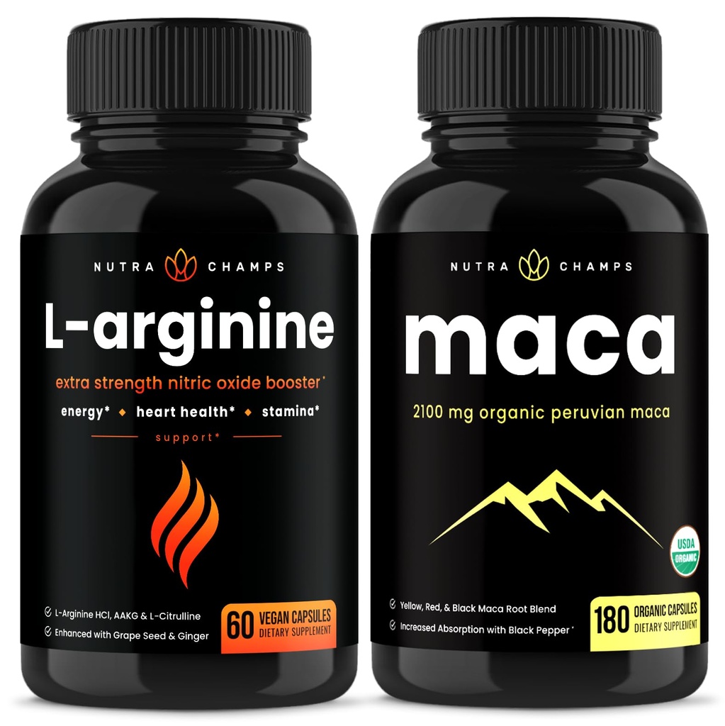 NutraChamps L- Αργινίνη Κάψουλες και Maca Κάψουλες 2 Συσκευασία