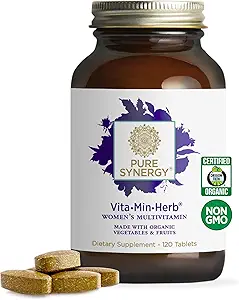 PURE SYNERGY Vita·Min· Herb for Women | Women's Comprehensive Multivitamin Supplement | Made with Organic Whole Food Non-GMO & Vegans | Supports Energy & Immune Health (120 Tablet)