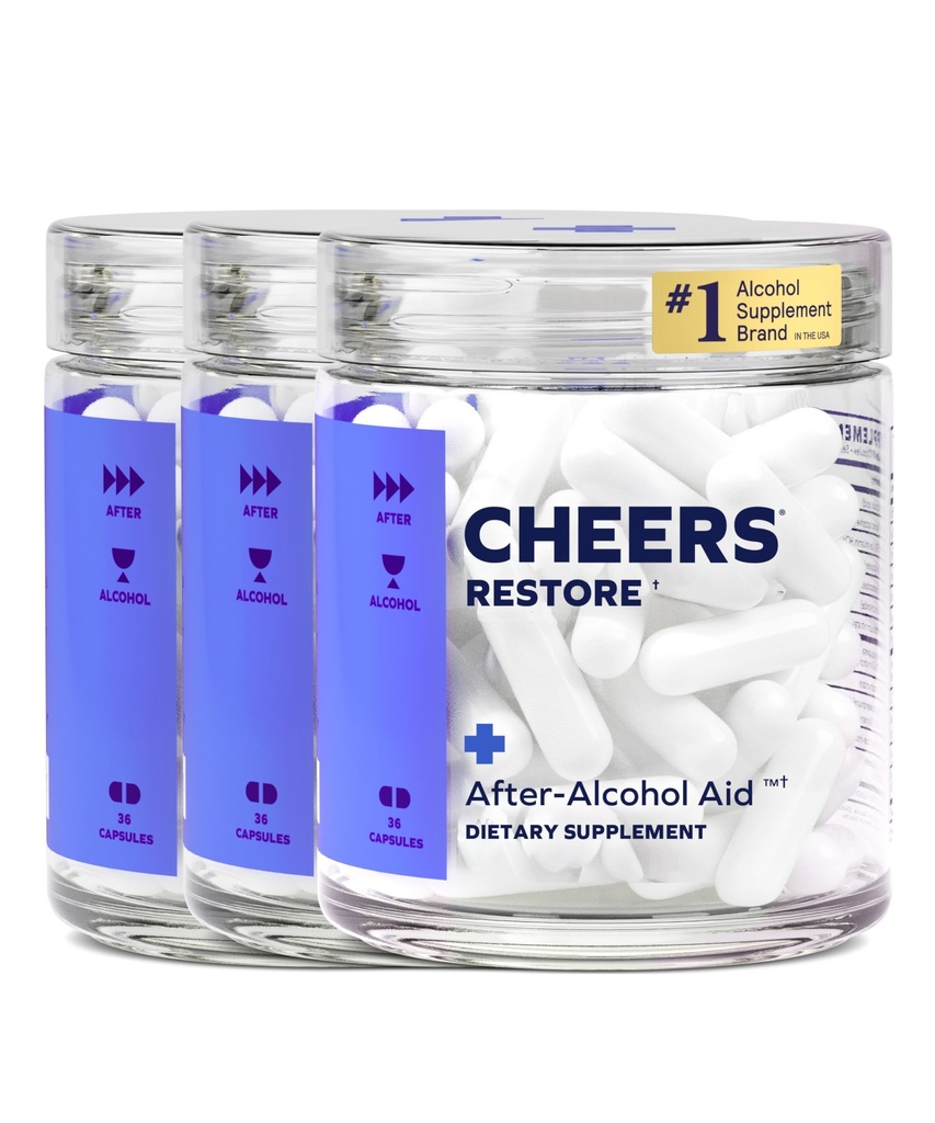 Cheers Restore | Tamam with DHM + L-Cysteine | Feel Better After Drink & Support Your Liver | 36 Dos | Dihidrmyricetin, Cysteine, Prickly Pear, B-Vitamins, Ginger