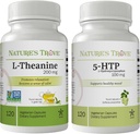 Nature's Trove L- Theanine 200mg 120 Κάψουλες Χορτοφαγικής & 5-HTP 100mg 120 Κάψουλες Χορτοφαγικής - Ήρεμη & υγιής στοίβα Mood