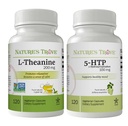 Nature's Trove L-Theanine 200 mg 120 Vegetarian Capsules & 5-HTP 100 mg 120 Vegetarian Capsules - Calm & Health Mood Stack