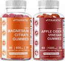 Vitamatic Magnesium & Apple Cider Gummys - 60 Vegan Count Each