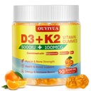 Vitamin D3 K2 Gummies，Vitamin D3 5000IU + K2 (MK-7) 100mcg Gummies for Adults | Immune Health Support, Teeth & Muscle Function Boost |90 Count