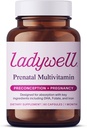 Ladywell Prenatal Multivitamin | Conception, Gebelik & Postpartum | Key Materialss Including DHA, Folate & Iron | Uzman olarak ayarlanmış ve Test Edilmiş | Nausea Support ile Aborpsiyon için Tasarlanmış, 60 Ct