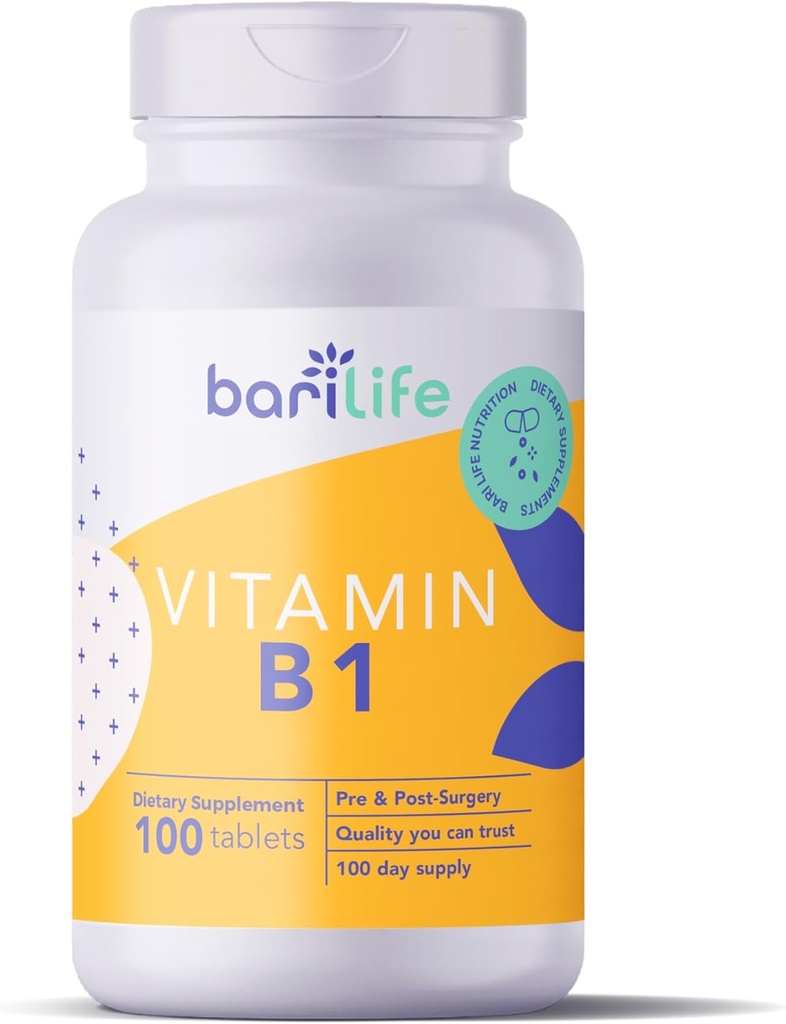 Bari Life Vitamin B1 100 mg Tabletleri, Thiamin, Thiamin, Diyetsel Supplement (100 Tablet)