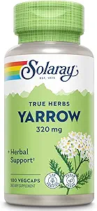 SOLARAY True Herbs Yarrow 320 mg, Whole Aerial - Yarrow Herbal Supplements for Wellness Support - Non-GMO, Vegan, Gluten Free, Lab TY, 60-Day Money Back Garanti - 100 Hizmet, 100 VegCaps