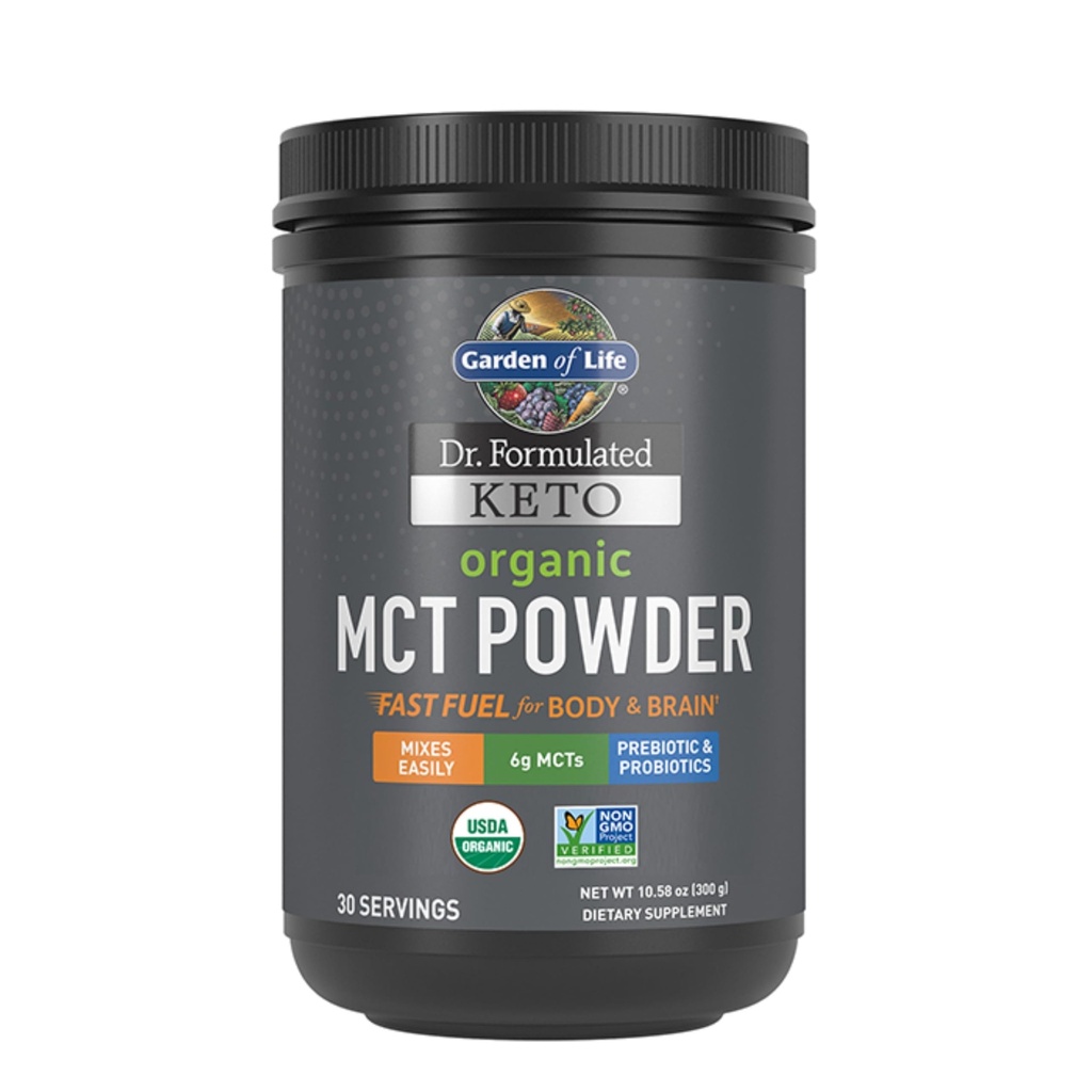Garden of Life Dr. Formulated Keto Organic MCT Powder - 30 Servings, 6g MCTs from Coconuts Plus Prebiotic Fiber & Probiotics, Certified Organic, Non-GMO, Vegan, Gluten Free10.58 Ounce (Pack of 6)
