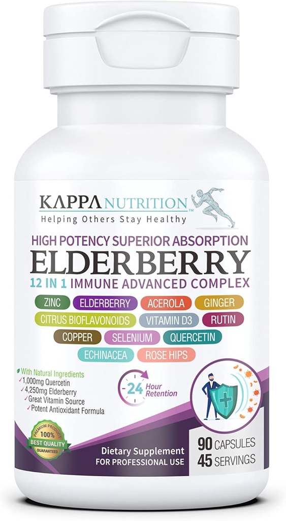 KAPPA NUTRITION Elderberry / 12 1 Gelişmiş Kompleksi (90 Capsules).