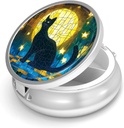Pill Box-3 Karşılaştırma Küçük Pill Case for Purse & Pocket Mini Metal Pill Holder Travel Pill Container to Hold Supplements Antivirus-Free (Moon Cat)