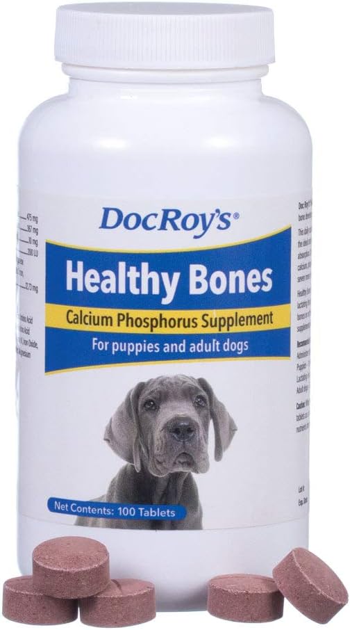 Revival Animal Health Doc Roy's Healthy Bones- Calcium Phosphorus Supplement- για σκύλους & κουτάβια- 100ct δισκία