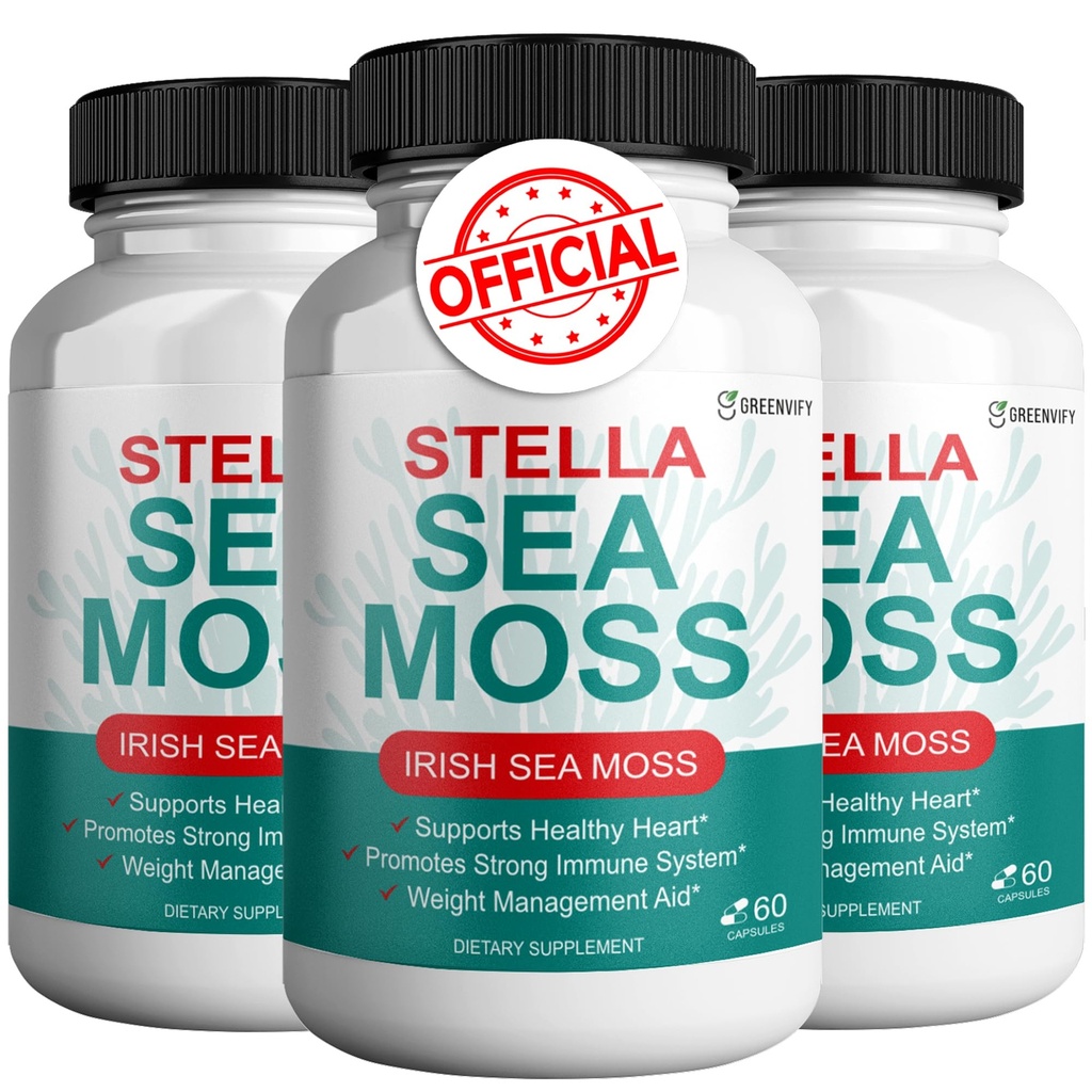 Sea Moss Organic Irish Moss 500mg Organic Bladderwrack 500mg Organic Burdock 400mg BioPerine Black Pepper Extract 5mg with Pullulan Capsules (3)