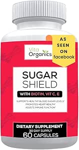 Sugar Shield - Advanced Sugar Support Supplement - Biotin, Magnesium Oxide, Chromium - 60 Veggie Capsules - 30 Days