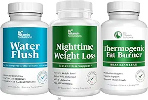 DR VITAMIN SOLUTIONS Nighttime Fat Burner, Termogenik Kilo kaybı ve Diuretic Water Pills - Kadınlar ve Erkekler 180 kapaklar için Metabolism ve Water Retention Pills