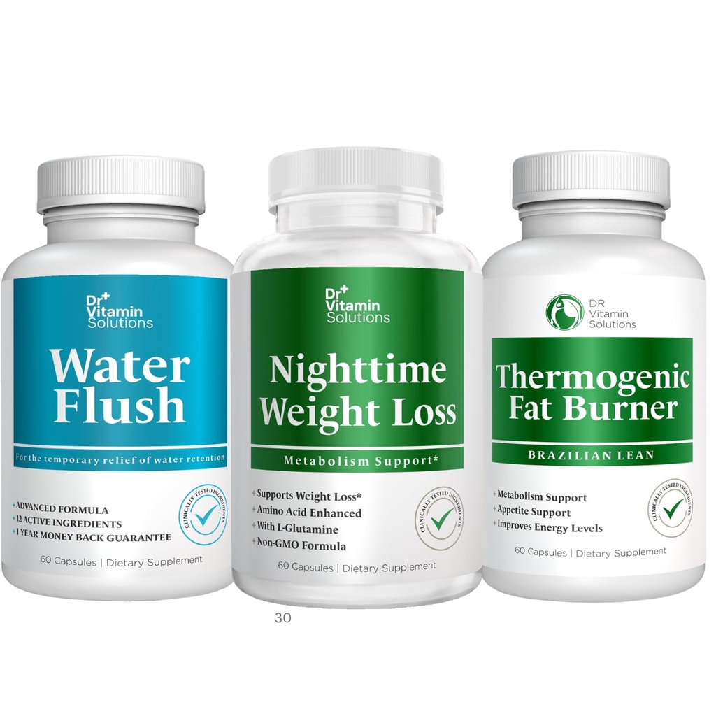 DR VITAMIN SOLUTIONS Nighttime Fat Burner, Termogenik Kilo kaybı ve Diuretic Water Pills - Kadınlar ve Erkekler 180 kapaklar için Metabolism ve Water Retention Pills
