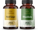 HERBAMAMA Red Sage ve Rhodiola Kit - 1200 mg Red Sage Dan Shen & 1000 mg Rhodiola Rosea Capsules - Vegan, Non-GMO, Sugar & Gelatin-Free - 2 Pack