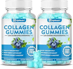 Kadınlar için Sugar Free Collagen, Gummies, 1500 mg Collagen Tipleri I,II,III,V,X, Plus 5000mcg Biotin & Multi Vitamins for Health Skin Hair Nails, Immune Digestion Bone Support