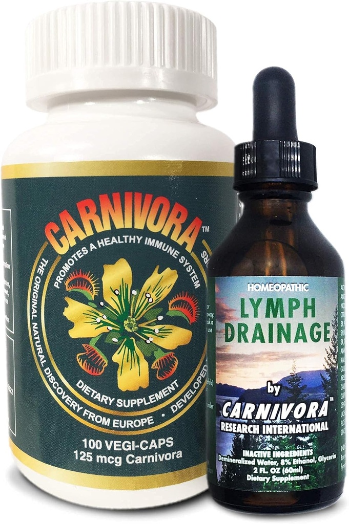 Carnivora The Ultimate Combo - Vegi Caps ve Lymph Drainage Immune System ve Flush Out Waste (Bundle with 1 Şişe Vegi Caps and 1 Şişe Lymph Drainage)
