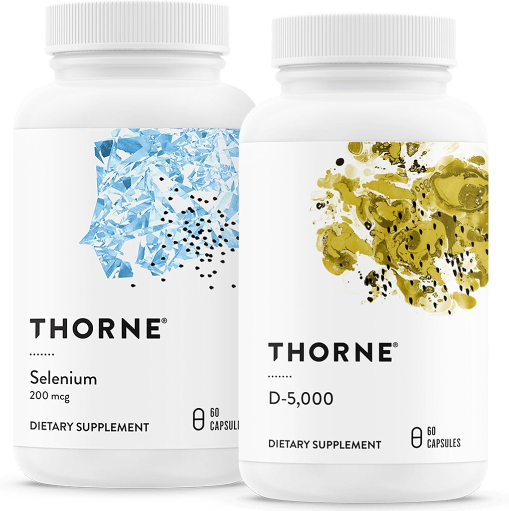 THORNE - Antioxidant & Wellness Bundle - Selenium & Vitamin D-5000 - Supports Thyroid Health & Immune Function - 60 Servings