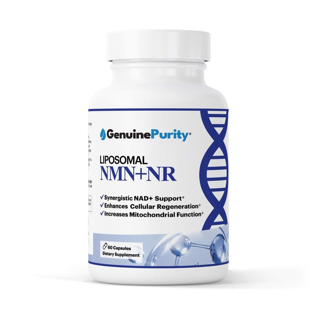 Liposomal NMN + NR Supplement - 60 Vegan Capsules to Support Cellular Health, Energy & NAD+ Levels - USA Made, Non-GMO, Gluten Free