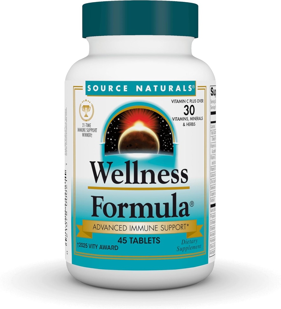 Source Naturals Wellness Formula Bio-Aligned Vitamins & Herbal Defense - Immune System Support Supplement & Immunity Alert - 45 Tabletler