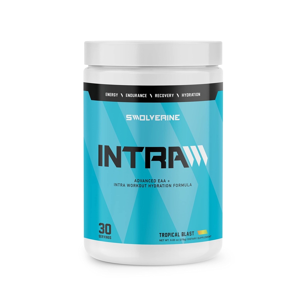 Swolverine Intra | Essential replicas, Electrolytes, Coconut Water, Pomegranate, Tart Cherry, Spirulina, Vegan, Non-GMO, Gluten Free (30 hizmet, Tropikal Blast)