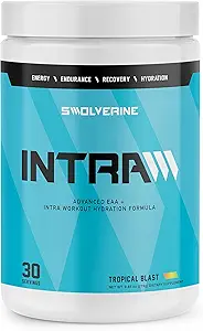 Swolverine Intra | Essential replicas, Electrolytes, Coconut Water, Pomegranate, Tart Cherry, Spirulina, Vegan, Non-GMO, Gluten Free (30 hizmet, Tropikal Blast)
