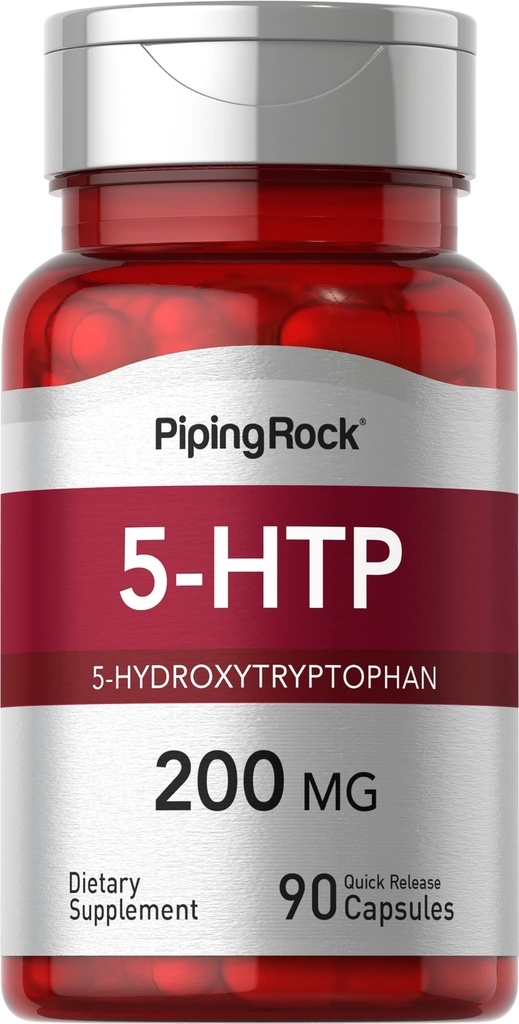 Piping Rock 5-HTP Supplement | 200 mg | 90 Capsules | 5Hydroxytryptophan | Griffonia Simplicifolia Extract | Non-GMO, Gluten Free