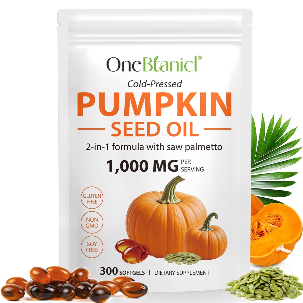 WHLH & WELL-BEING Pumpkin Seed Oil Capsules, Pumpkin Seed Oil for Hair Growth, 1000mg Per Serving, 300 Count