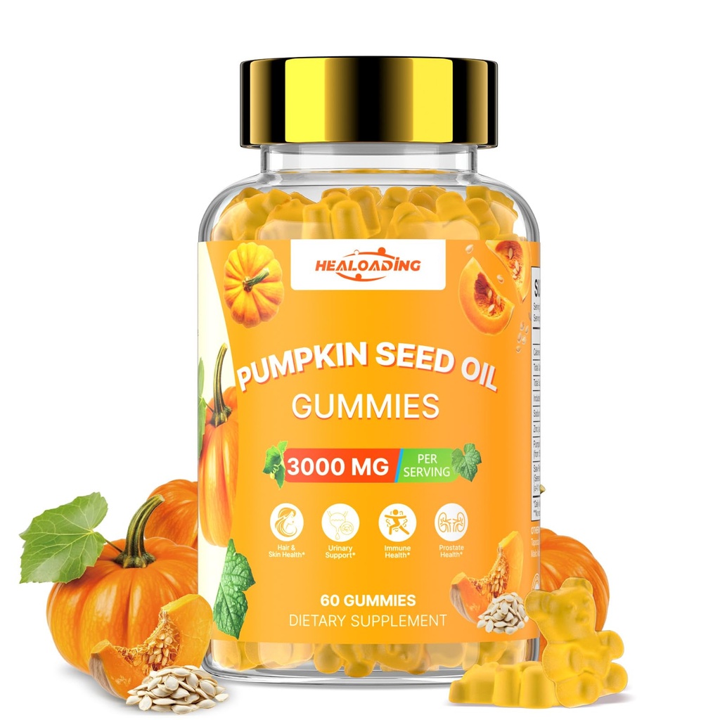 Pumpkin Seed Oil with Saw Palmetto: Pumpkin Seed Oil Gummies Extract Sugar-Free 3000mg Per Serving for Hair Growth Urinary Bladder & Prostate Health Non-GMO