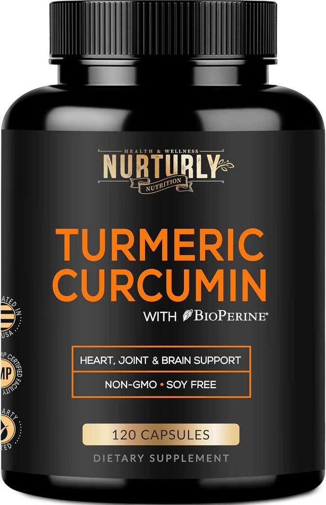 Turmeric Curcumin with BioPerine Black Pepper and% 95 Curcuminoids - Yüksek Abhidrasyon Turmeric Supplements 1300 mg for Hearth Health - Non-GMO, Gluten Free - 120 Capsules