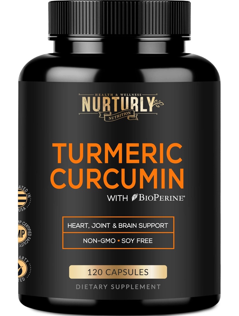 Turmeric Curcumin with BioPerine Black Pepper and% 95 Curcuminoids - Yüksek Abhidrasyon Turmeric Supplements 1300 mg for Hearth Health - Non-GMO, Gluten Free - 120 Capsules