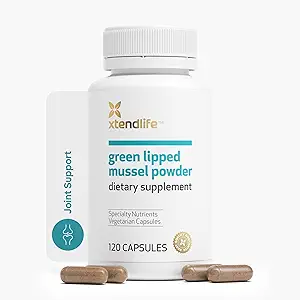Xtendlife Green Lipped Mussel Toz - 2400 mg Ekstra Güçlü Ortak & Kas Destek Supplement from New Zealand with Omega 3 - 1 Ay Supply