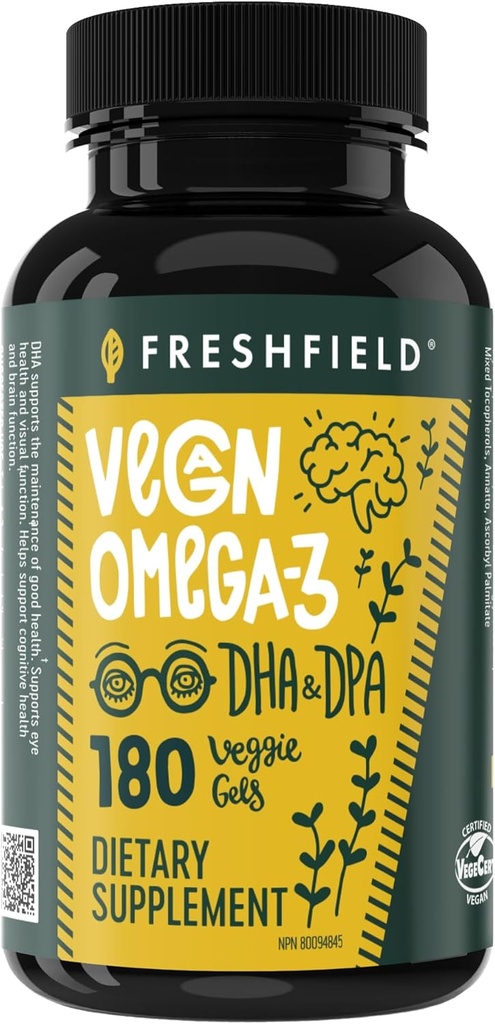 Vegan Omega 3 DHA: Algae Oil, Most Reviewed, Carrageenan Free, Sustainable, Tested, No Heavy Metals, Fish Oil Alt, Plant Based Omega. Kalp Destekler, Beyin, Ortak Sağlık