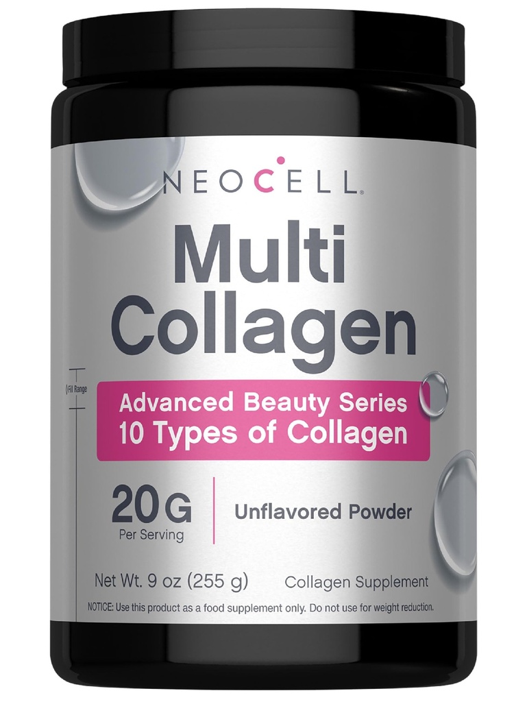 NeoCell Super Multi Collagen Peptides Powder | 9oz | 10 Types of Collagen | Skin, Hair and Nails | Beauty Supplement | Unflavored Powder | For Women and Men