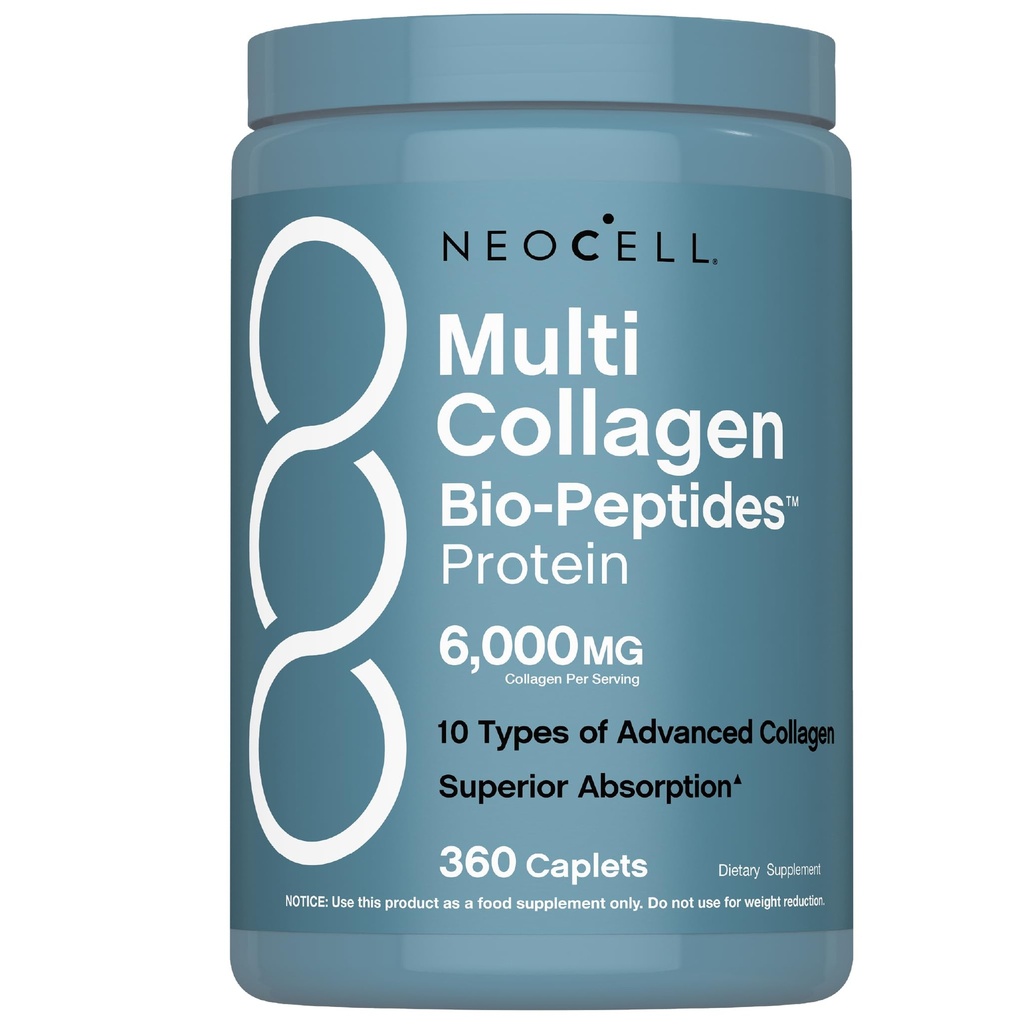 NeoCell Multi Collagen Peptides Pills | 360 Caplets | Superior Absorption | Types I, II, III IV, VIII, X, XII, XXII | for Women and Men