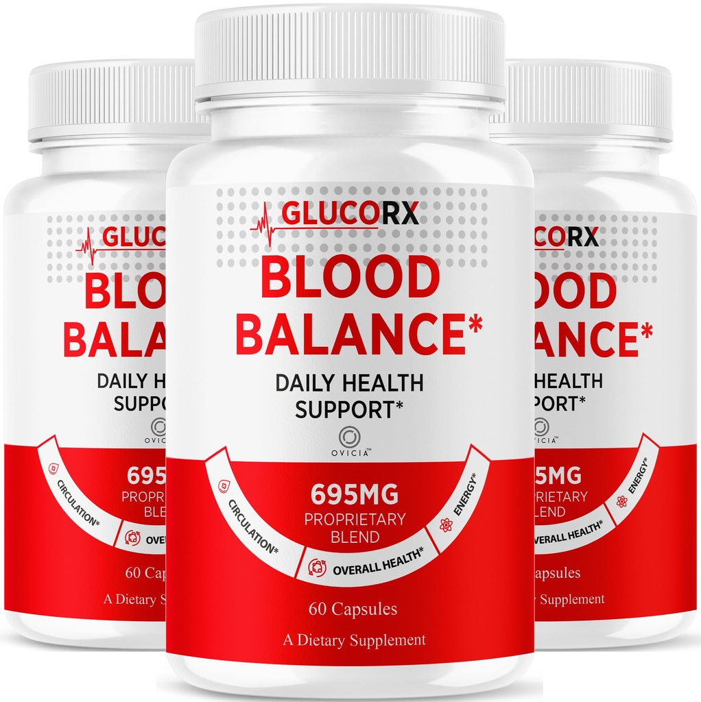 (3 Pack) Glucorx Capsules - Glucorx Daily Health Support Advanced Formula Premium Ingredients Maximum Strength, All Natural Pills Support for Overall Health and Wellness, 180 Capsules for 3 Months