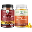 Bundle of Icelandic Wild Caught Cod Liver Oil Softgels - Fish Omega 3, EPA, DHA, Vitamin D & A and Omega 3 Gummies - Vegetarian Omega 3 6 9 DHA Gummies for Brain Bone Heart Health and Joint Support