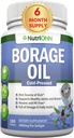 Borage Oil - 1000 mg - 180 Softgels - Soğuk Basın Yüksek GLA Borage Tohum Yağı - Hexane ve PA Free - Cilt, Saç ve Bones için Büyük.