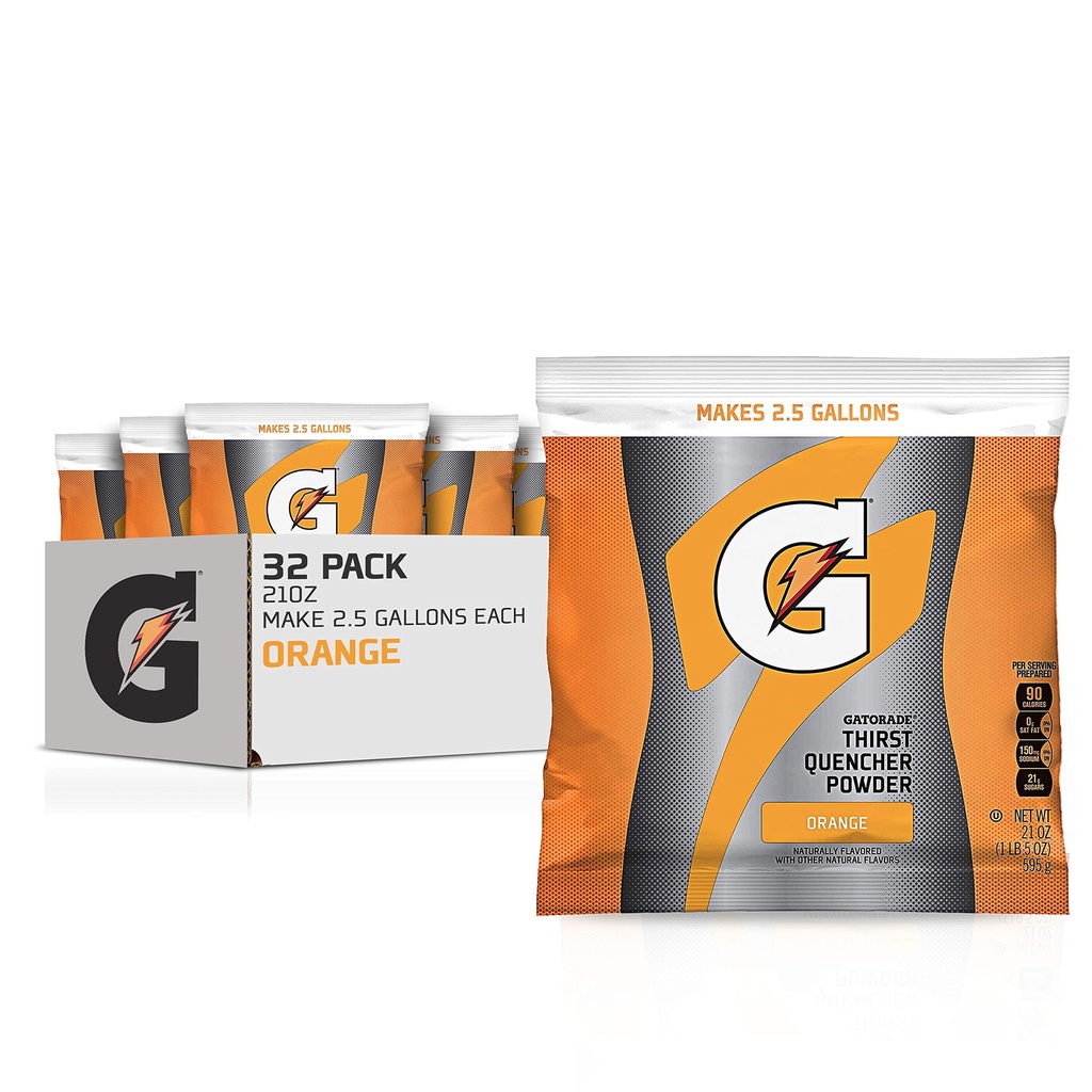 Gatorade - 3944 Powder Variety Pack (Lemon-Lime, Orange, Fruit Punch, Riptide Rush), 21-Ounce Pouches (Pack of 32)