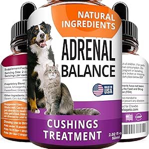 Köpekler ve Kediler için Adrenal Denge - Evcil hayvanlar için Tedavi, Adrenal Destek w/ Ashwagandha, Licorice Root, Rhodiola Rosea - 2oz Herbal Drops