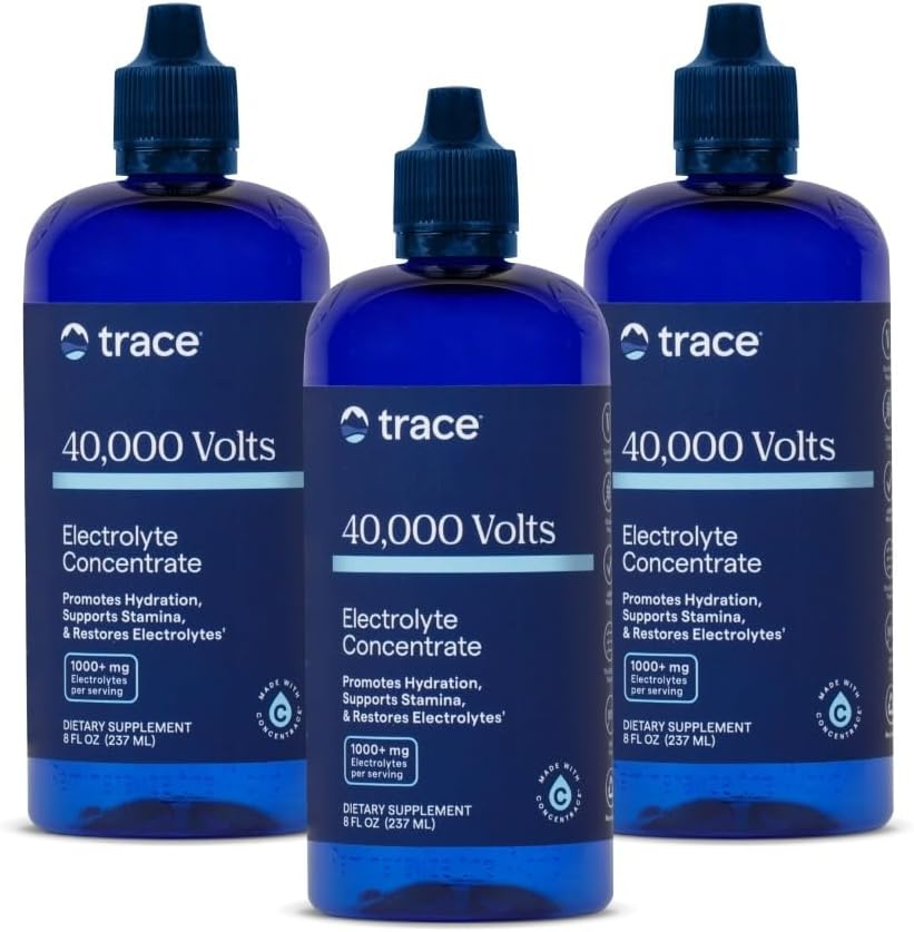Trace Minerals 40.000 Volts - Elektrolyte Desteği için Yoğun Ekstralar - Destek Kas Sağlığı ve Vitality - Aid Hydration - 8 fl oz (Pack of 3) (144 Hizmet)