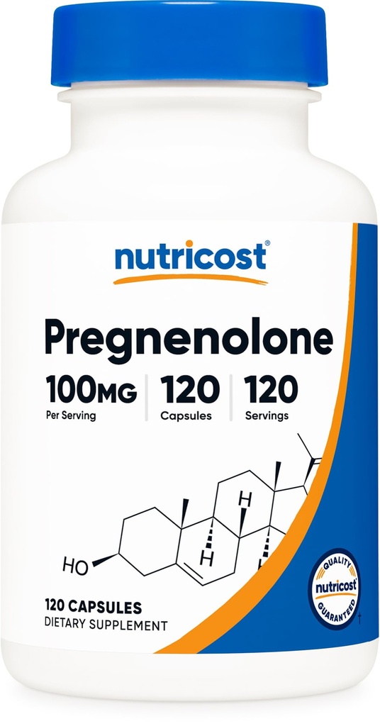 Nutricost Pregnenolone 100mg, 120 Capsules - Non-GMO, Gluten Free, Vegetarian Capsules