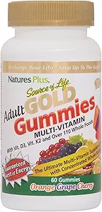 NaturesPlus Life Gold Yetişkin Multivitamin Gummies Kaynağı - 60 Bütün Gıda Gummies - Tamam Günlük Vitamin Tamam - Ücretsiz Radikal Savunma, Enerji Desteği - Gluten-Free - 30 Toplam Hizmetler