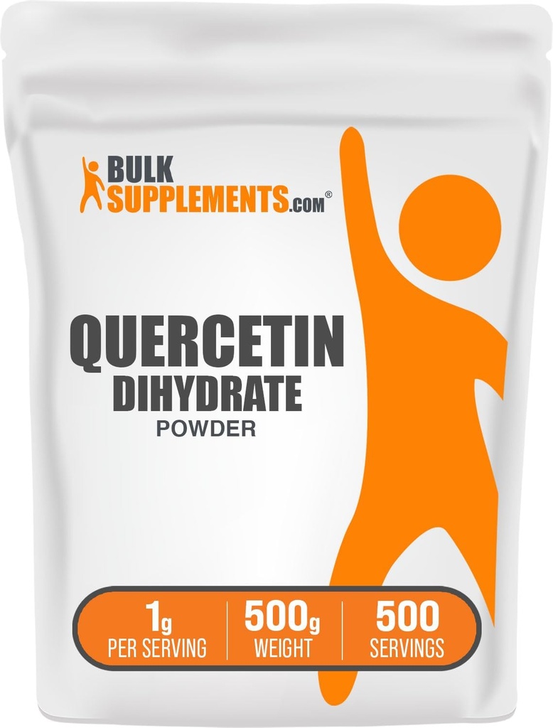 BulkSupplements.com Quercetin Dihydrate Powder - Quercetin Supplements, Antioxidants Source - Vegan & Gluten Free, 1g per Serving, 500g (1.1 lbs) (Pack of 1)