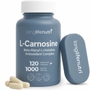 LongLifeNutri L-Carnosine 1000mg - Beta-Alanyl-L-Histidine Supplement for Cellular Energy & Brain Clarity, 120 Vegetarian Capsules, 2-Month Supply, GMP Certified, Made in USA