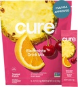 Cure Hydration | Plant-Based Electrolyte Drink Mix | Nodrew Sugar | FSA-HSA | Dehidrasyon Yardımı Tuvalet Su ile Yapıldı | Non-GMO | Vegan | Pouch of 14 Packets - Tropikal Punch
