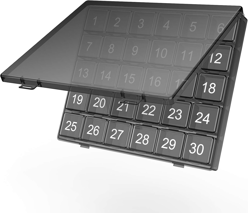 Aylık Pill Organizer Bir Gün - 30 Günlük Pill Organizer Kutu - Açıklığa Çıkarmak - Seyahat için Büyük Karşılaştırmalı Portrevi Örneği, Ay Pill Cases Medicine Organizer For Vitamin (Black)